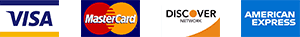 Logos of major credit card companies.