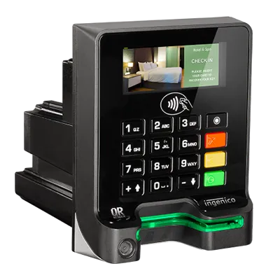 A Ingenico Self 400 payment processing point of sale terminal.